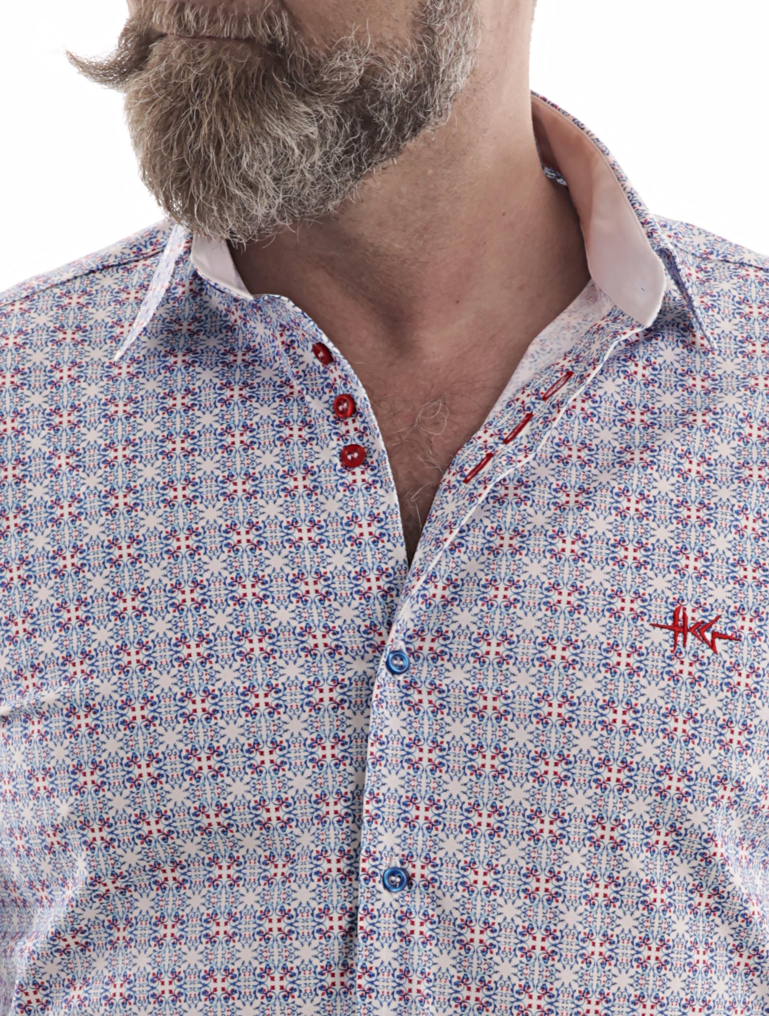 KÉK-Piros aprómintás pamutvászon férfi ing