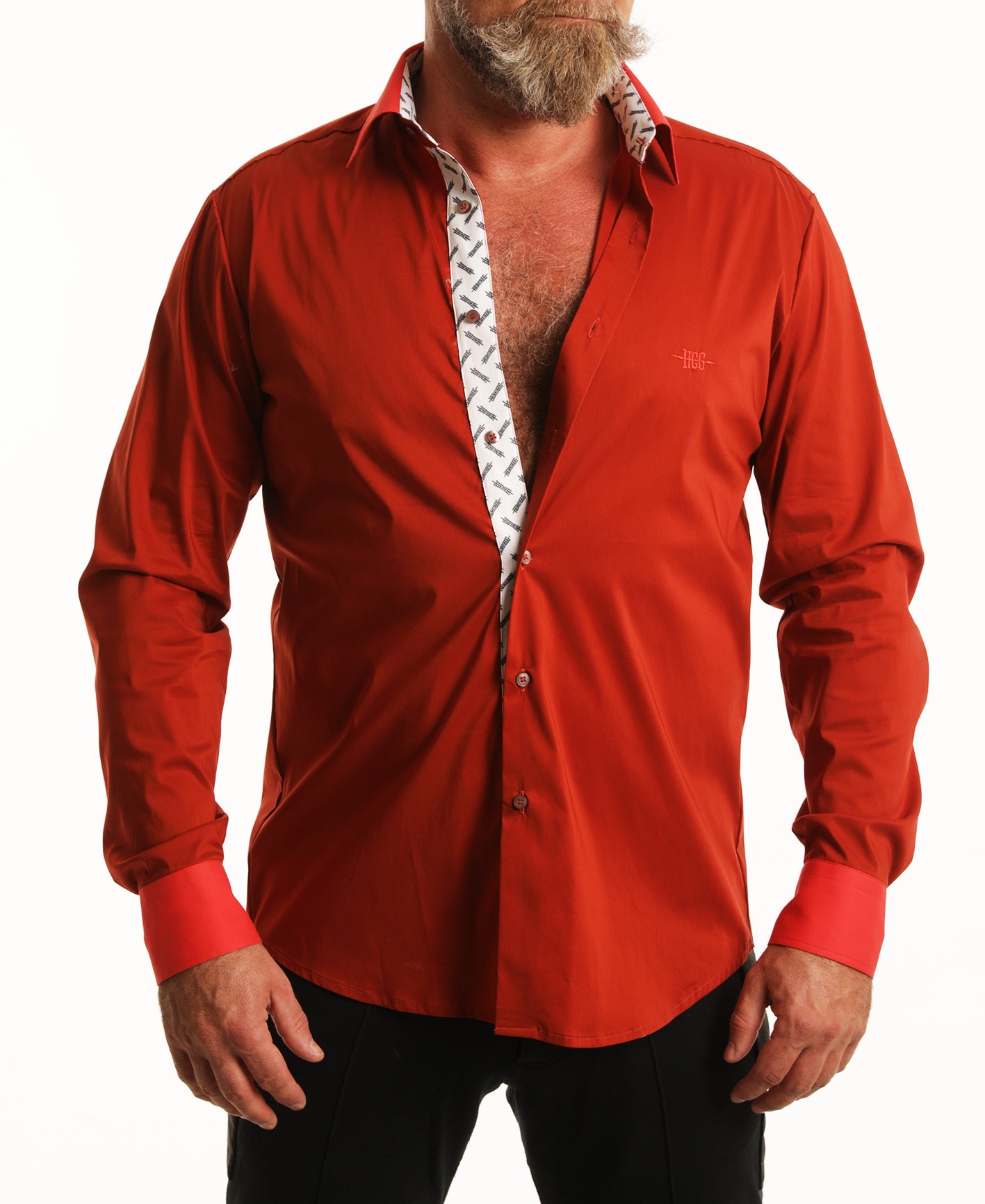 Bordó-Narancs apró HERCZEG logózott pamutvászon férfi ing