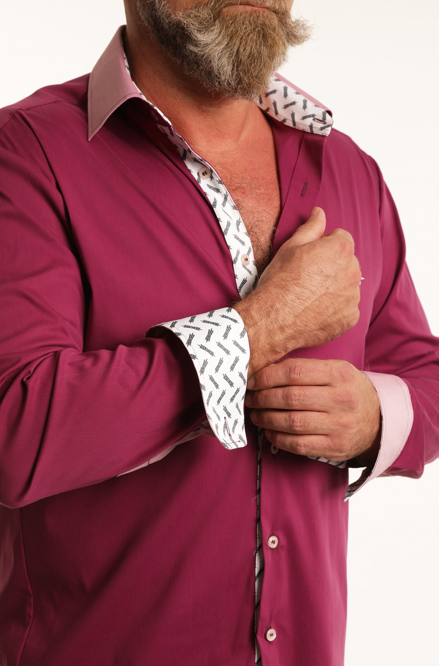 Fuxia-Pink, apró HERCZEG logózott pamutvászon férfi ing