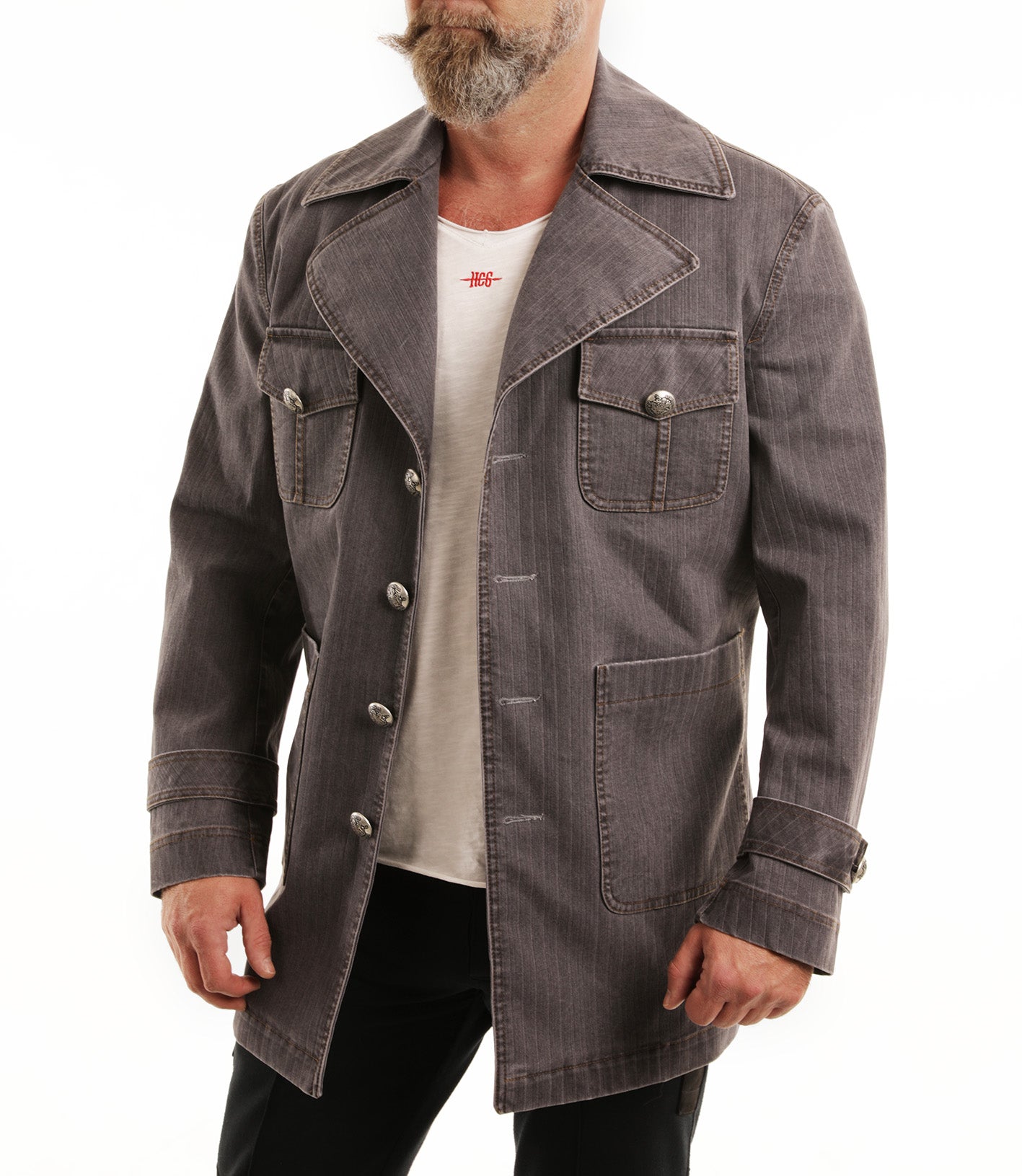 Szürke, csíkos vászon BékeMissziós HcG zubbony