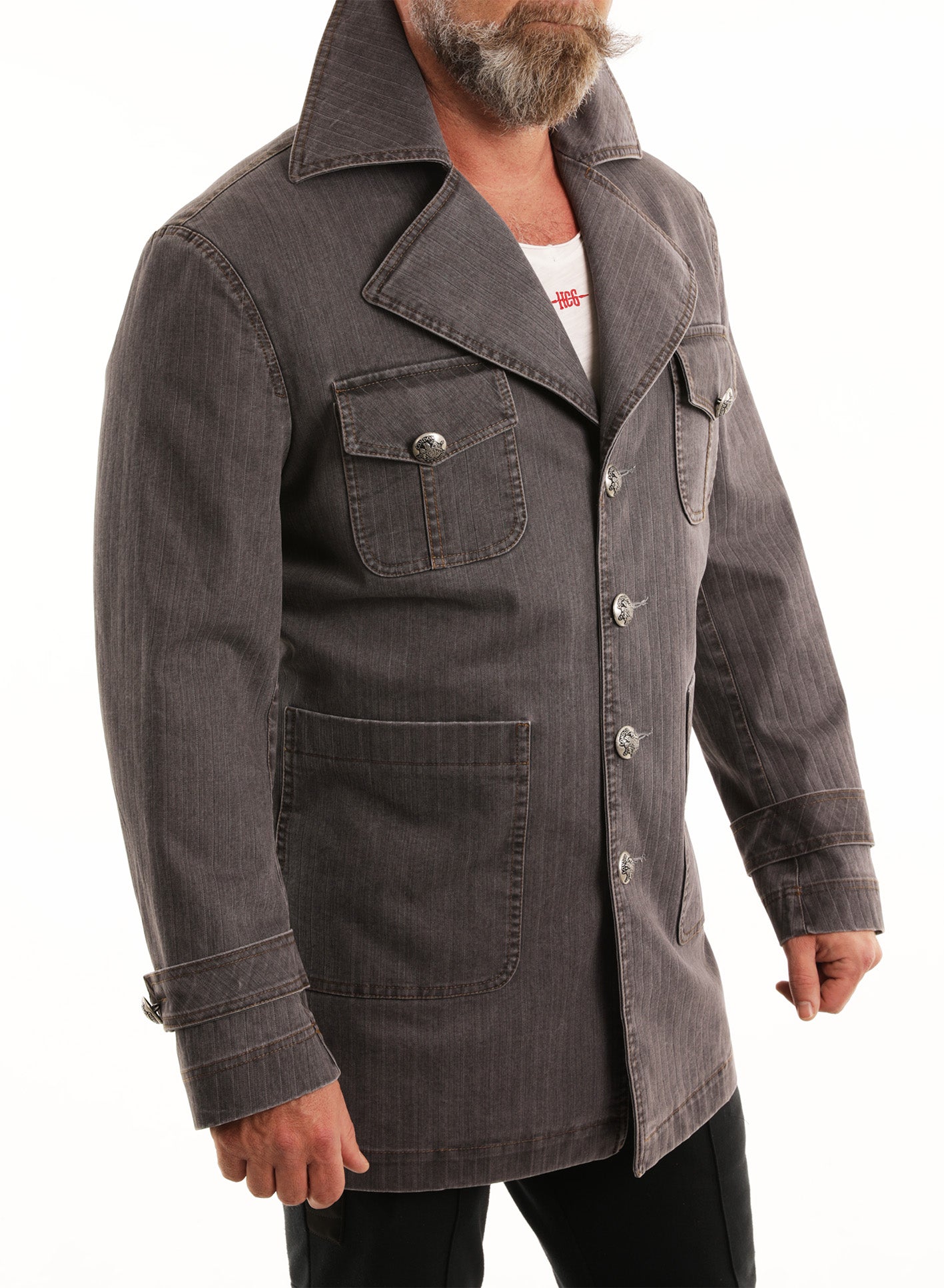 Szürke, csíkos vászon BékeMissziós HcG zubbony