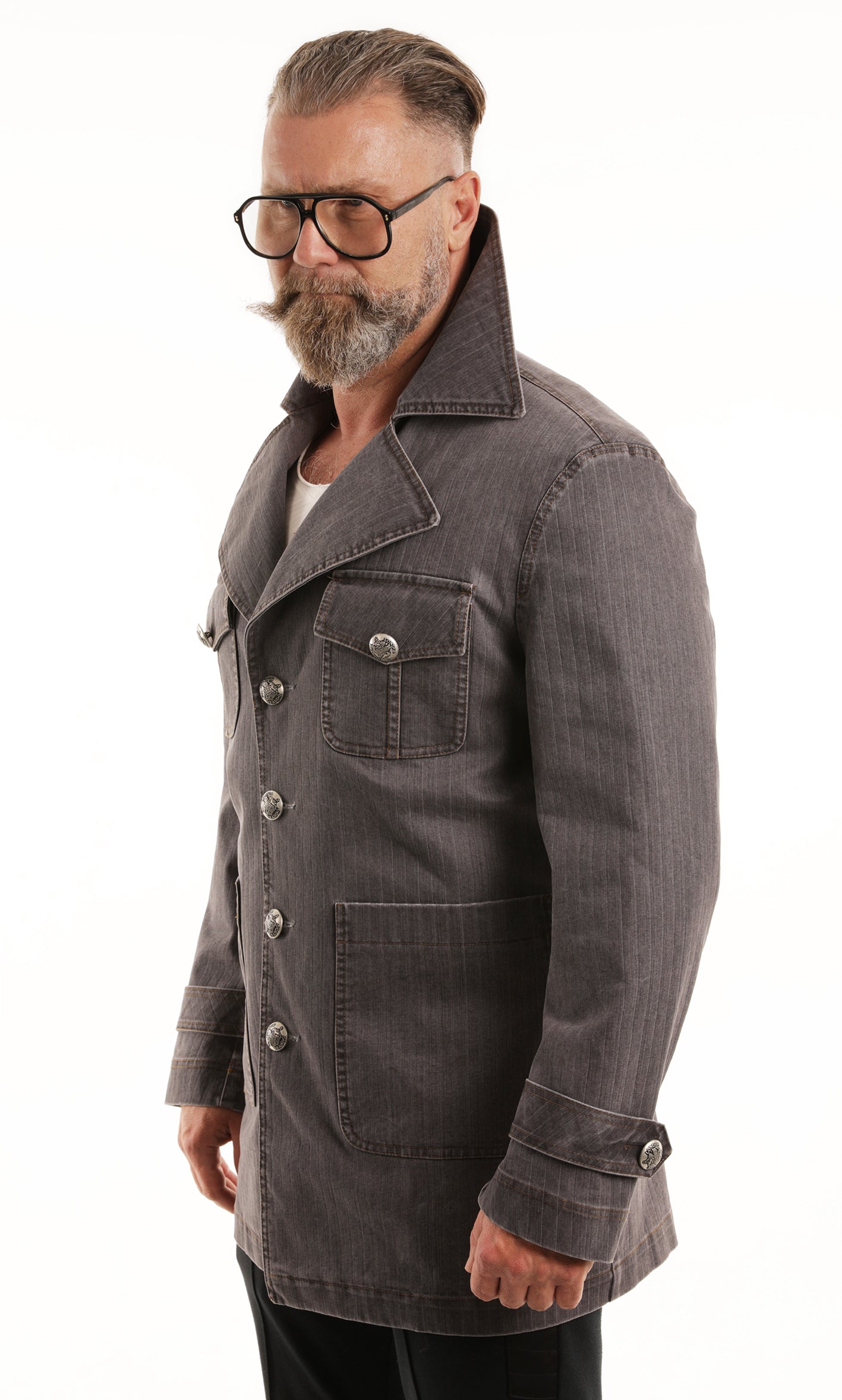 Szürke, csíkos vászon BékeMissziós HcG zubbony