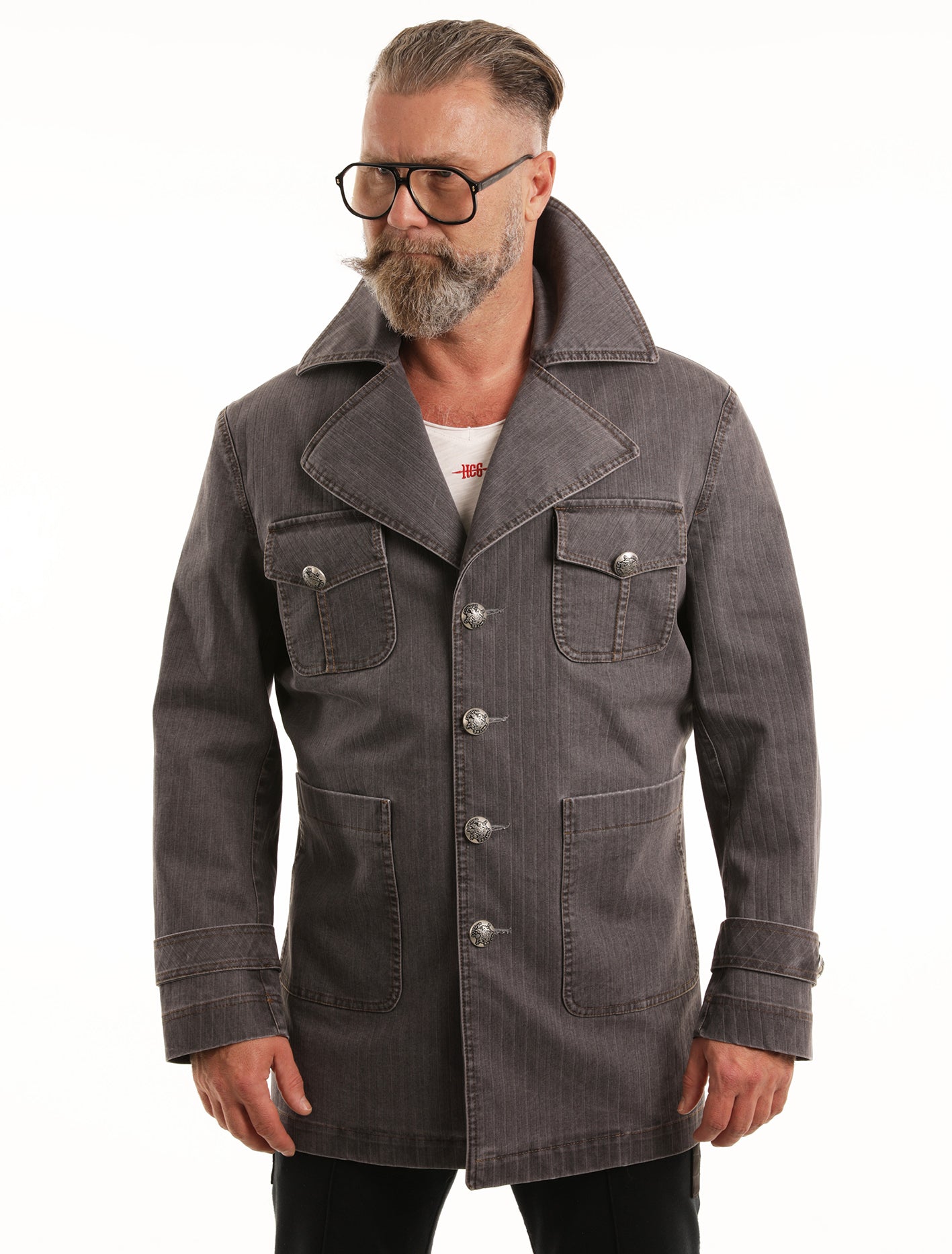 Szürke, csíkos vászon BékeMissziós HcG zubbony