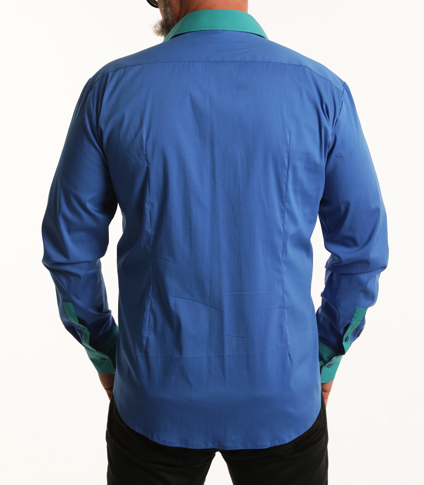 AzúrKÉK-Zöld apró HERCZEG logózott pamutvászon férfi ing