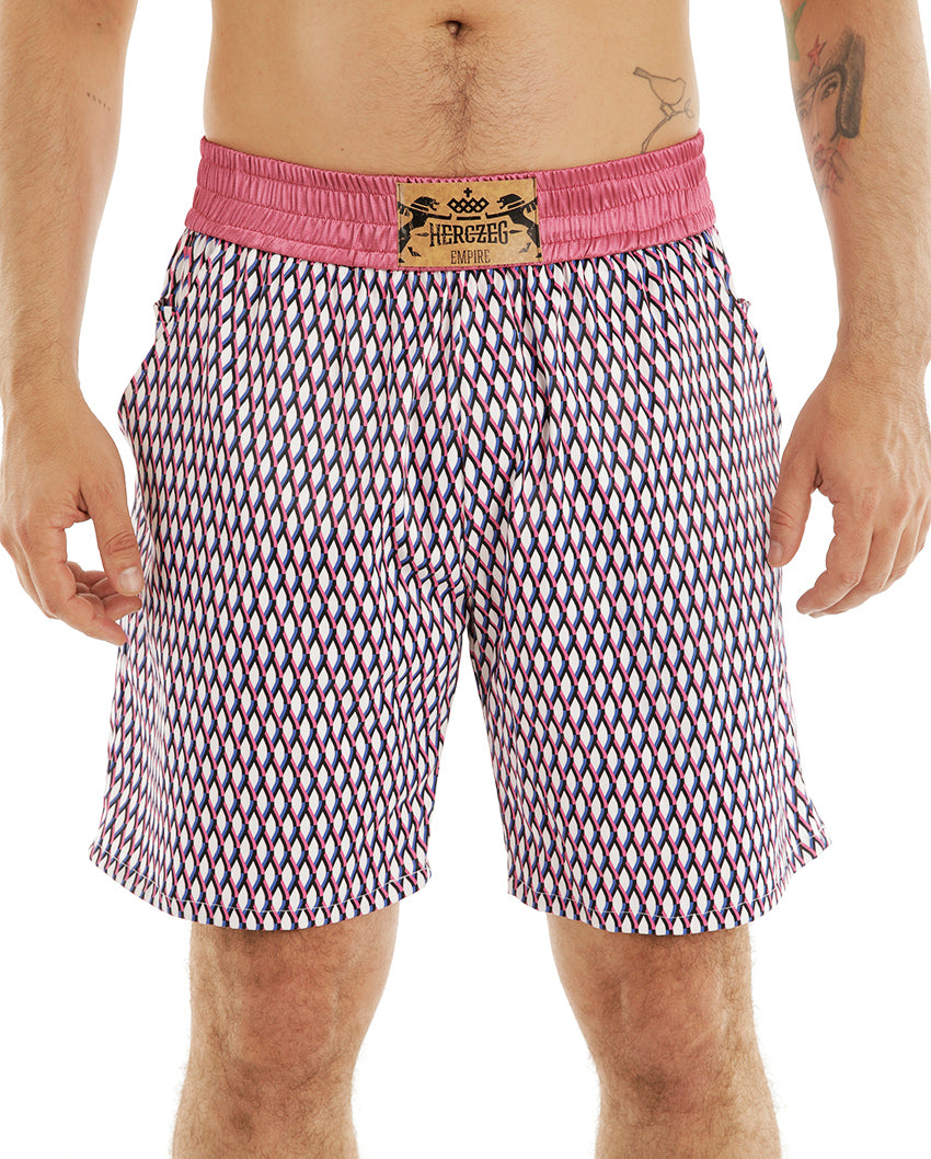 BV rácsmintás BOX Short - LILA/fehér-királykék