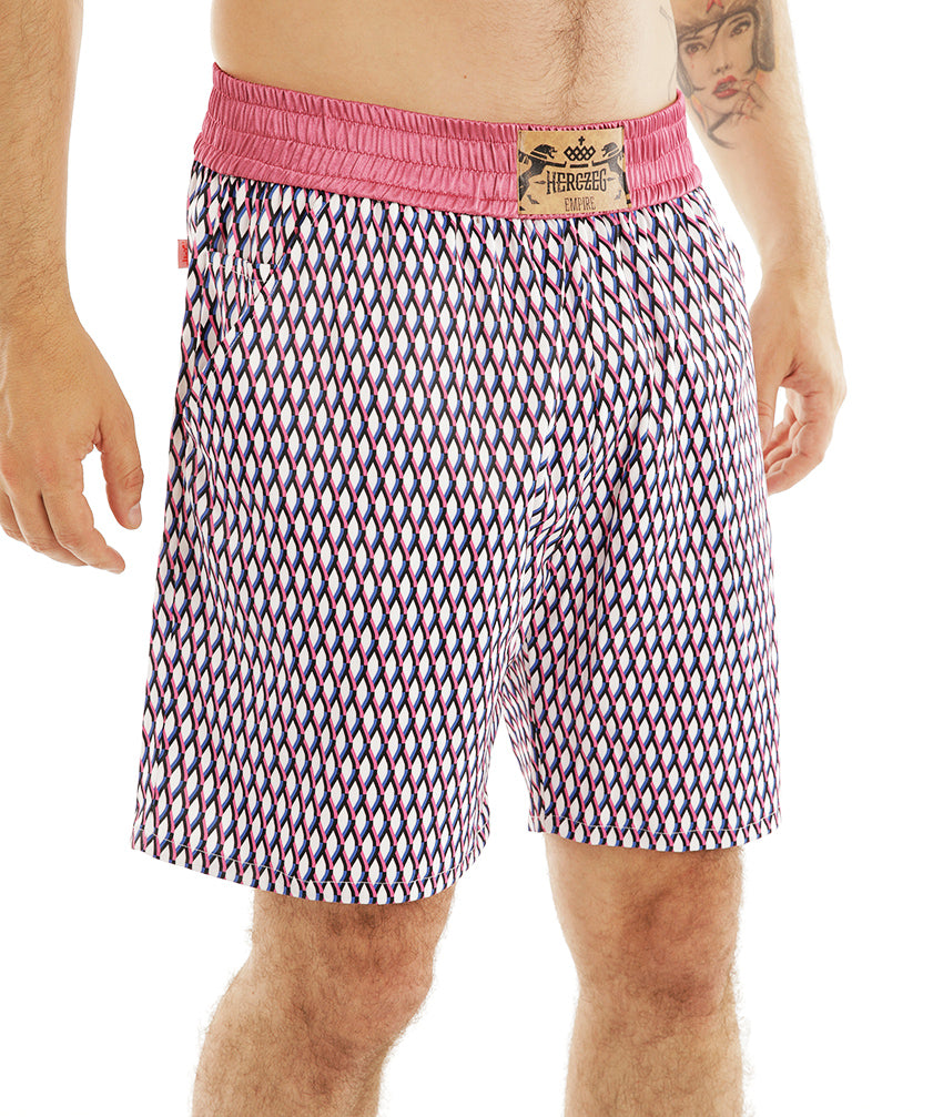 BV rácsmintás BOX Short - LILA/fehér-királykék