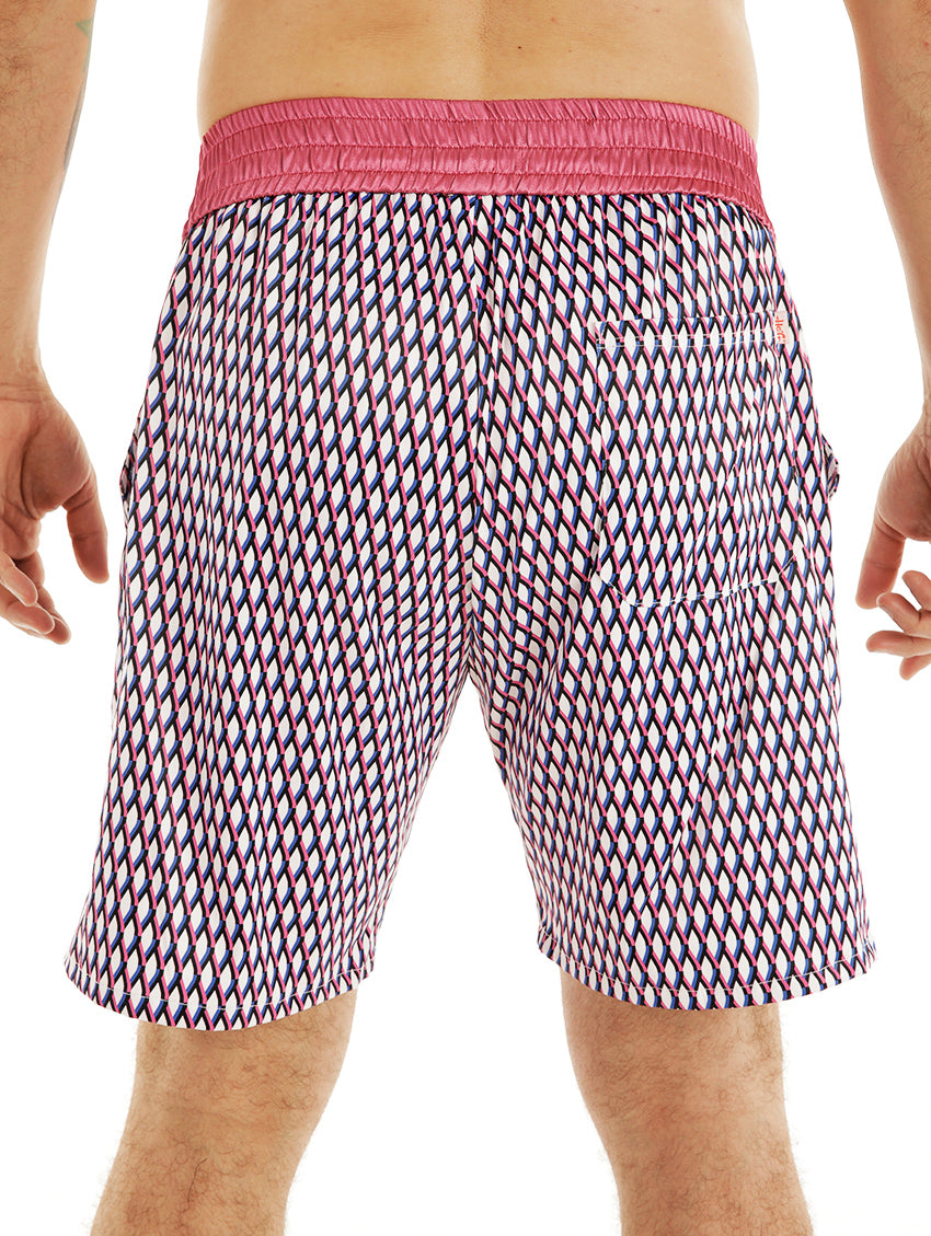 BV rácsmintás BOX Short - LILA/fehér-királykék