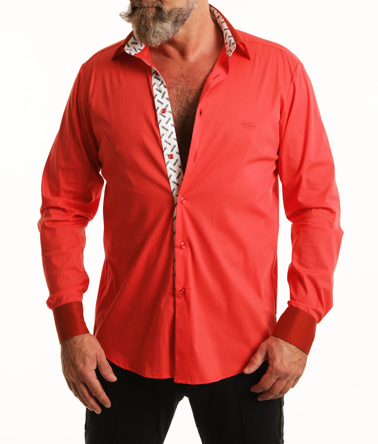 Narancs-Bordó apró HERCZEG logózott pamutvászon férfi ing