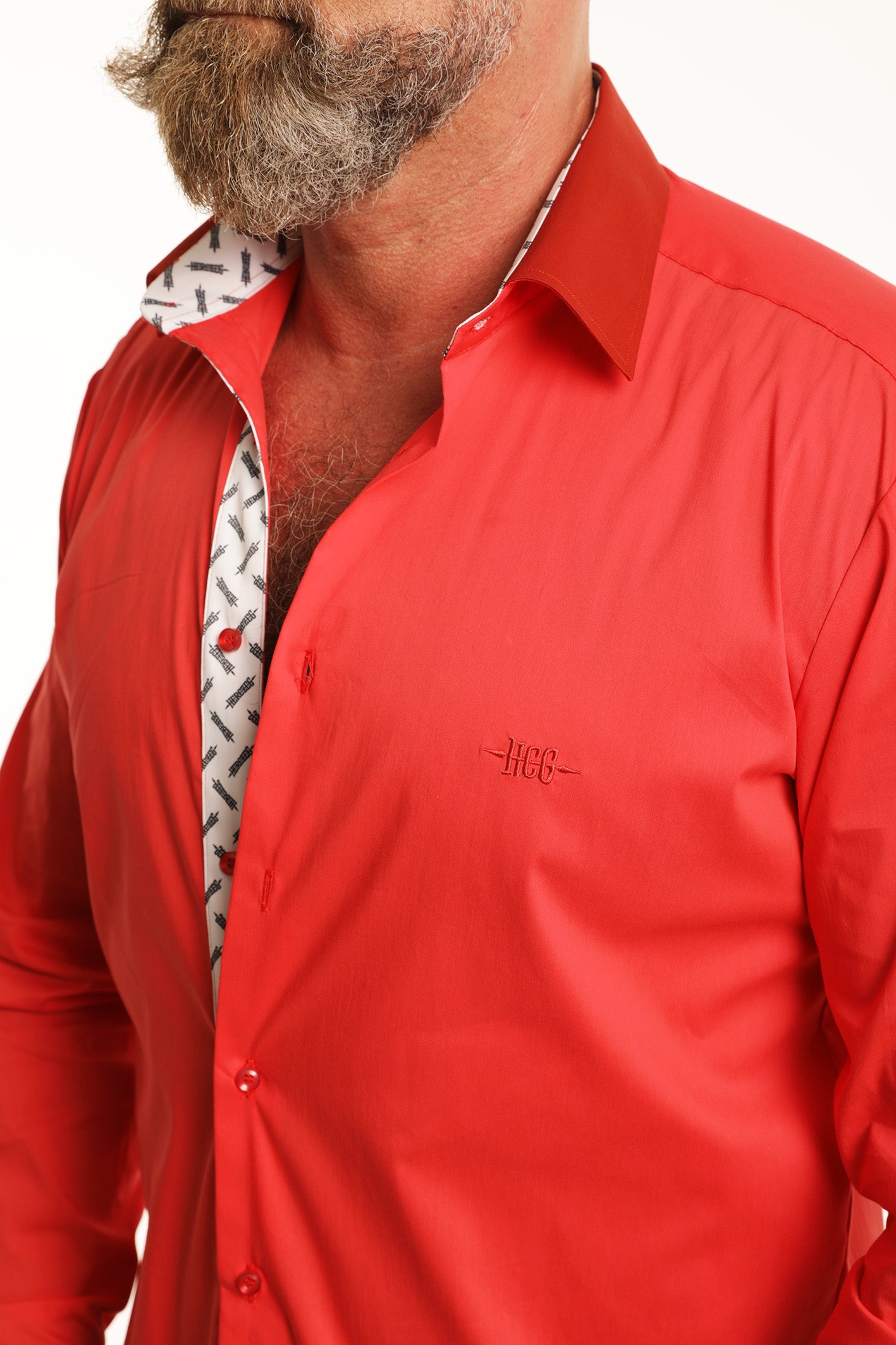 Narancs-Bordó apró HERCZEG logózott pamutvászon férfi ing