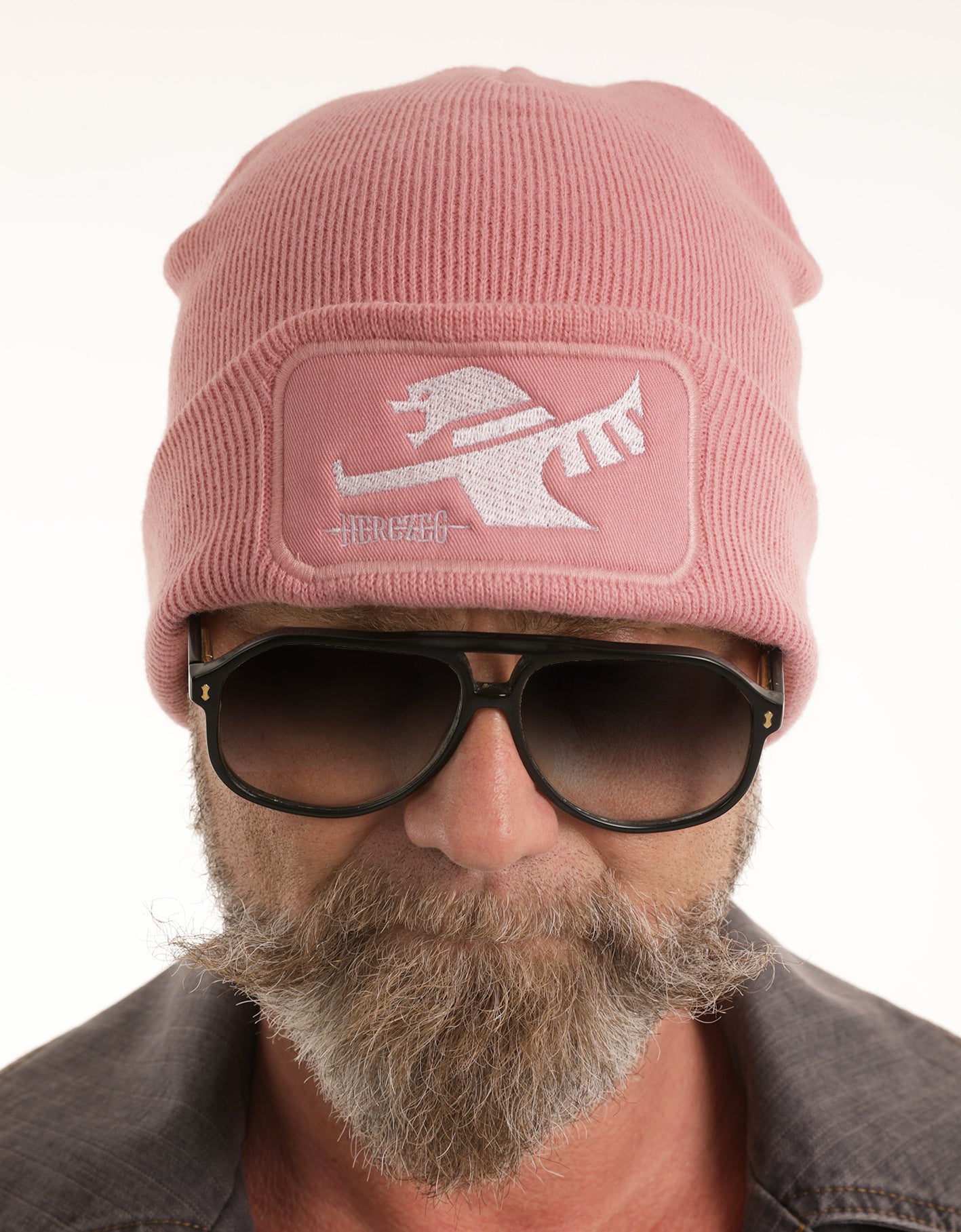 HERCZEG Sárkányos kötött Sapi - Pink-Ekrü