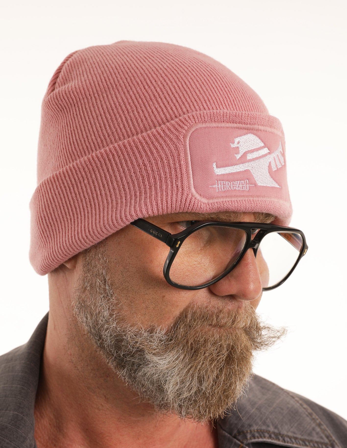 HERCZEG Sárkányos kötött Sapi - Pink-Ekrü