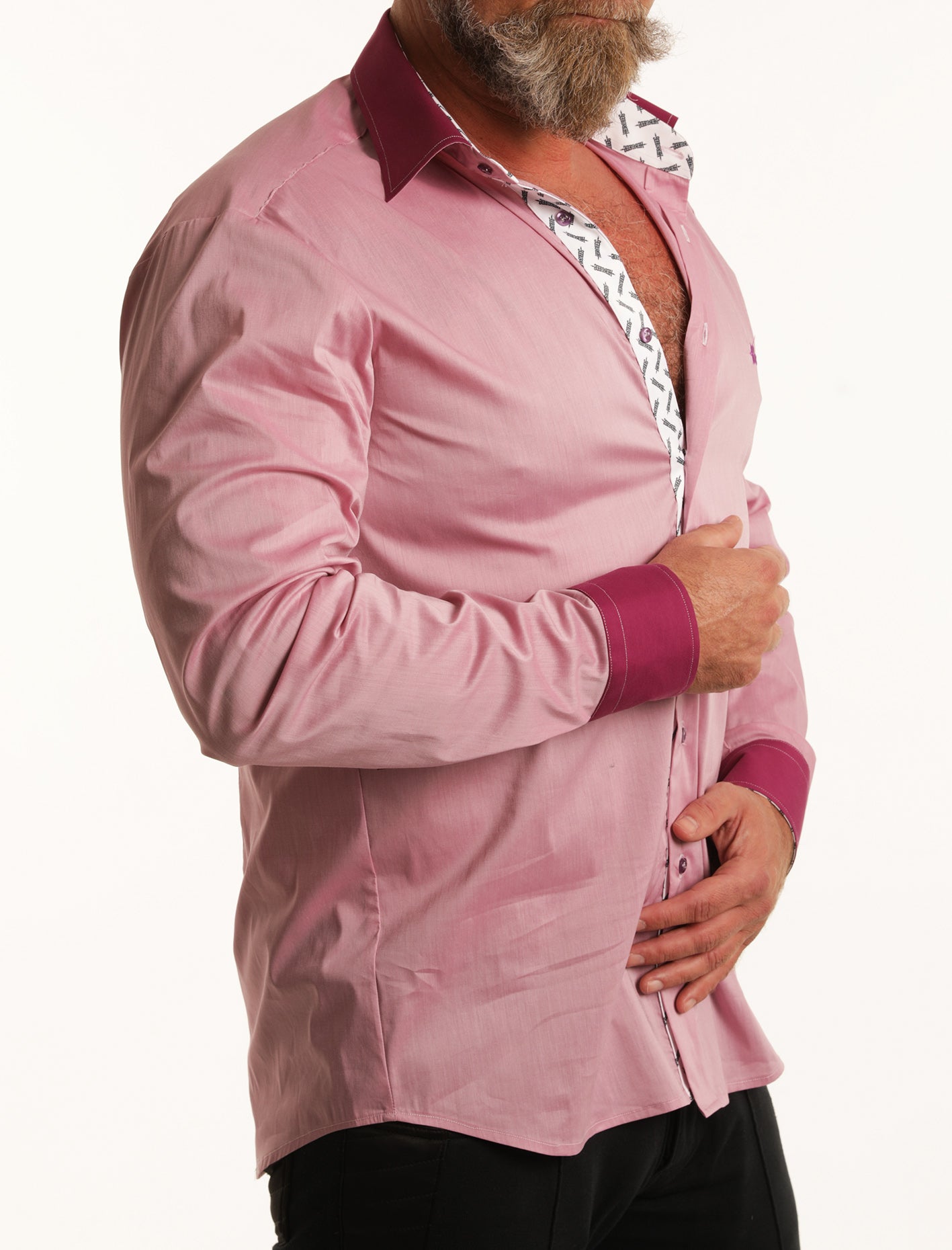 Pink-Fuxia, apró HERCZEG logózott pamutvászon férfi ing