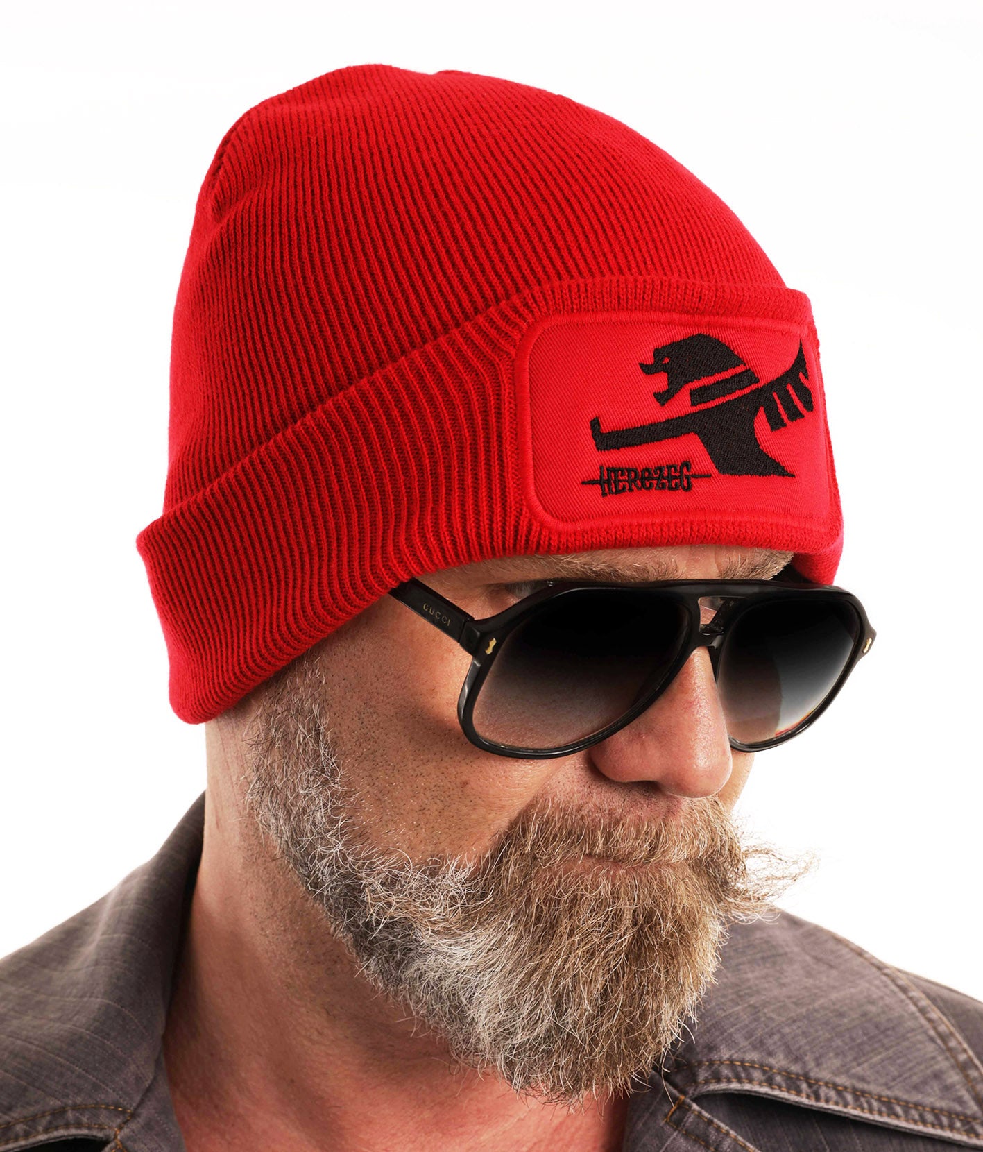 HERCZEG Sárkányos kötött Sapi - Piros - Fekete