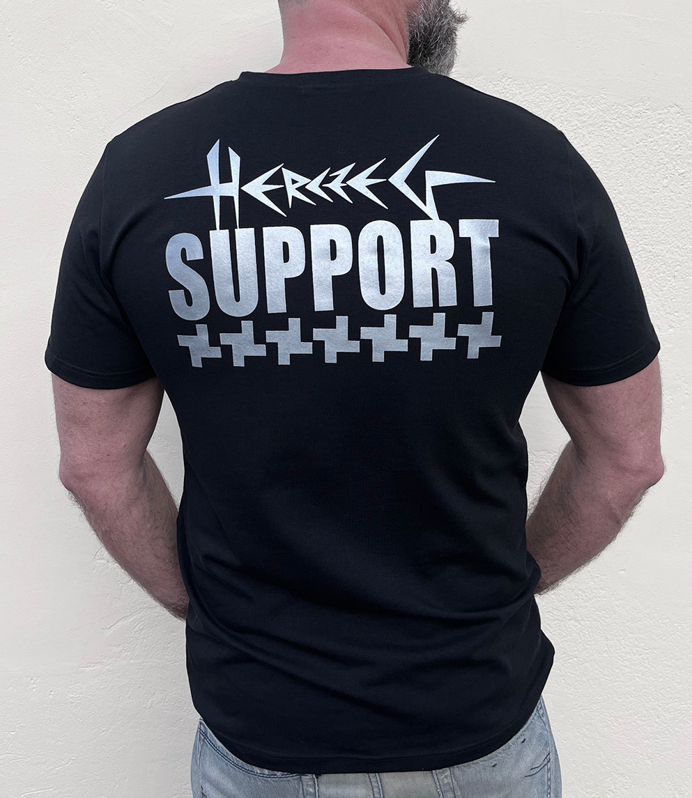 Herczeg SUPPORT - támogatói férfi póló - fekete/ezüst