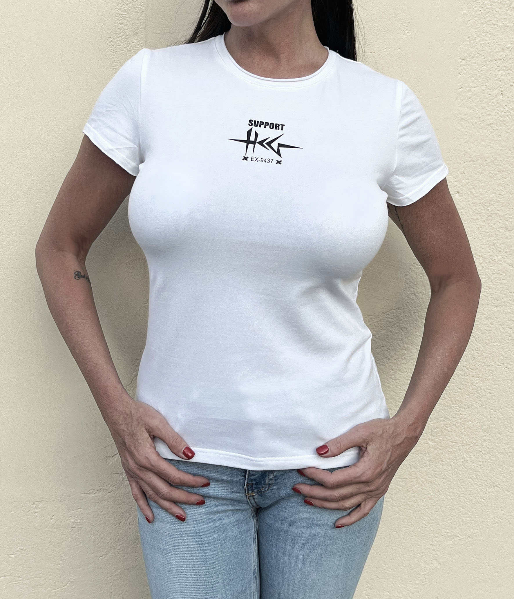 Herczeg SUPPORT - támogatói női póló - fehér/matt fekete