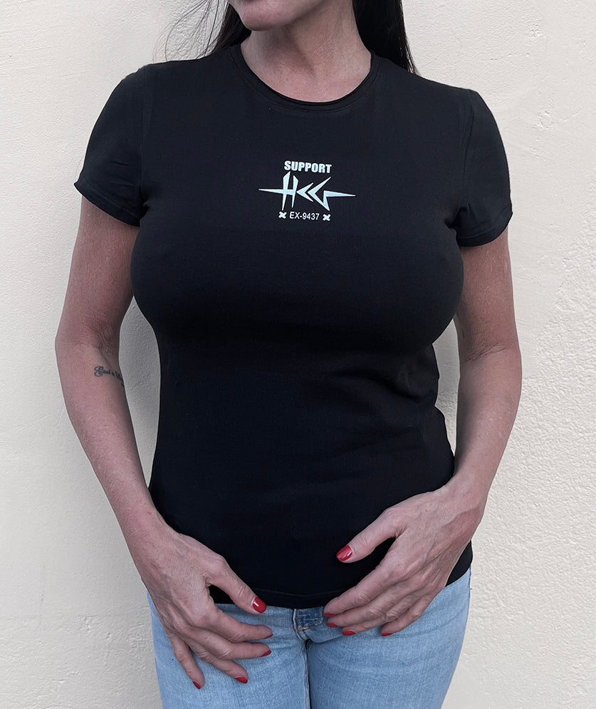 Herczeg SUPPORT - támogatói női póló - fekete/tükör ezüst