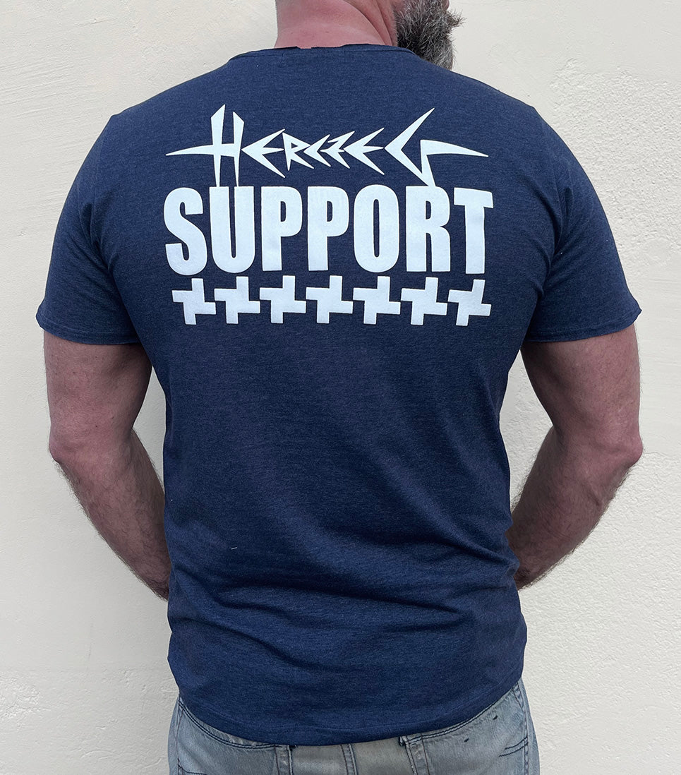Herczeg SUPPORT - támogatói férfi póló - farmer-kék/fehér