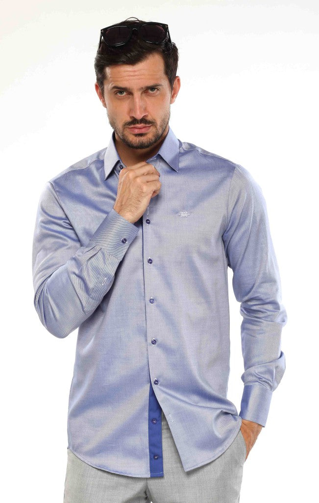 Acél kék-királykék selyemfényű férfi ing