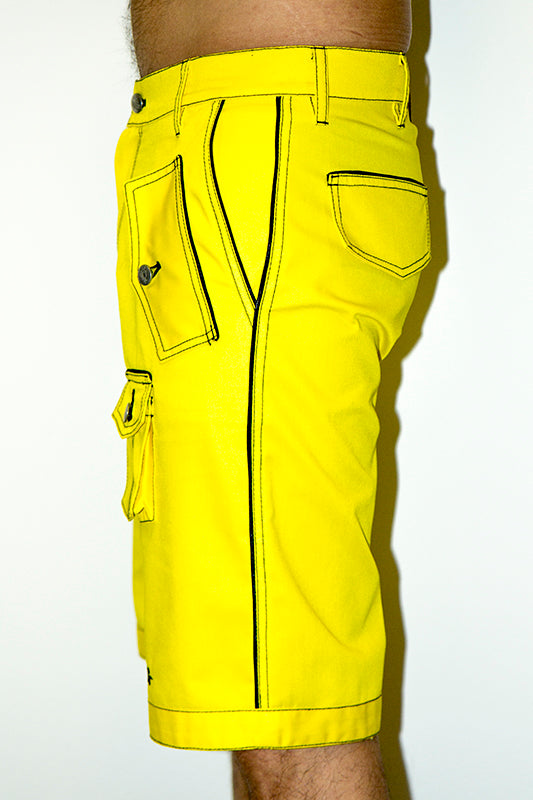 Sárga-fekete paszpólos férfi bermuda rövidnadrág