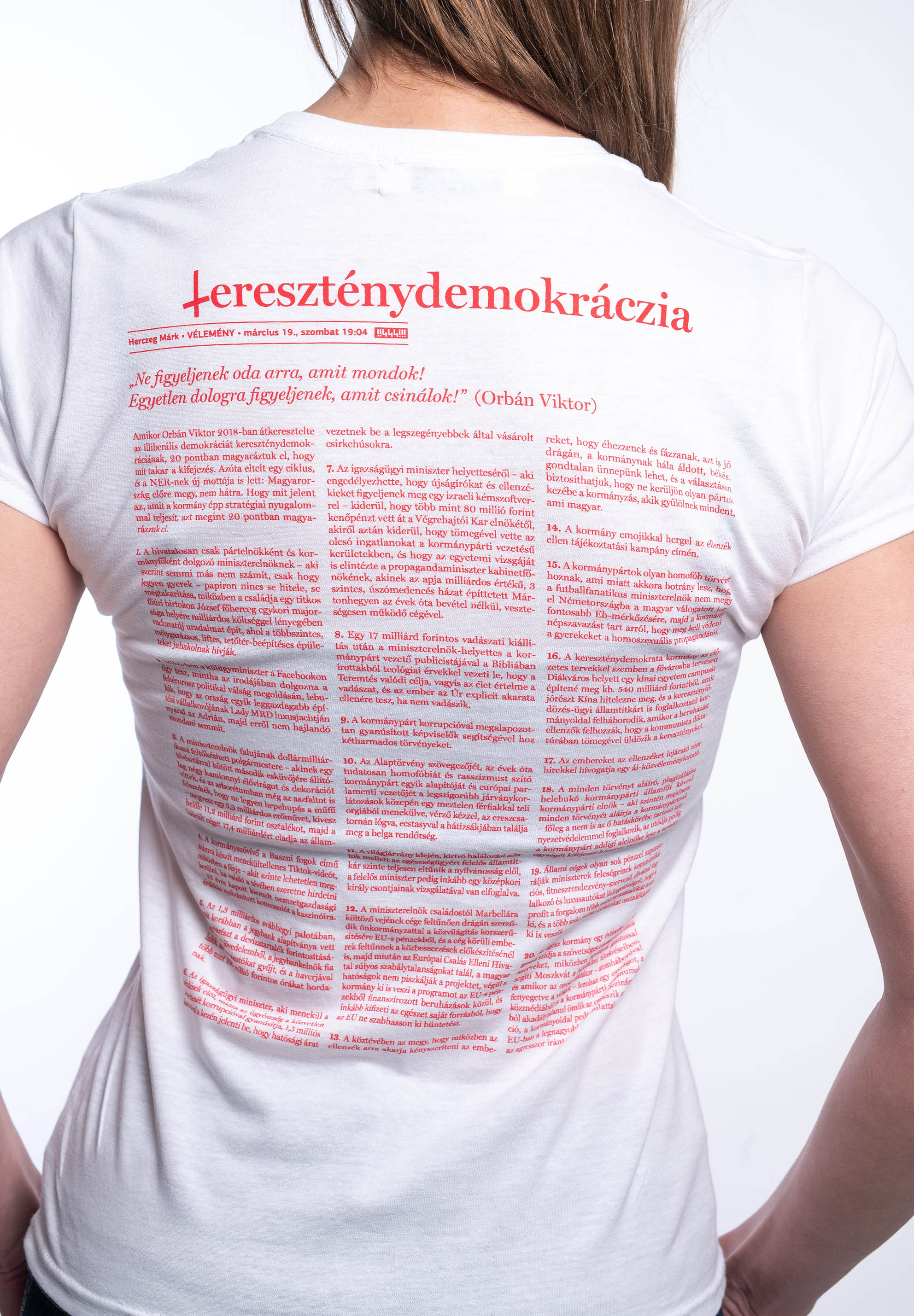 Nemzethy Falvédő Női Póló 2.0 FEHÉR-PIROSSAL