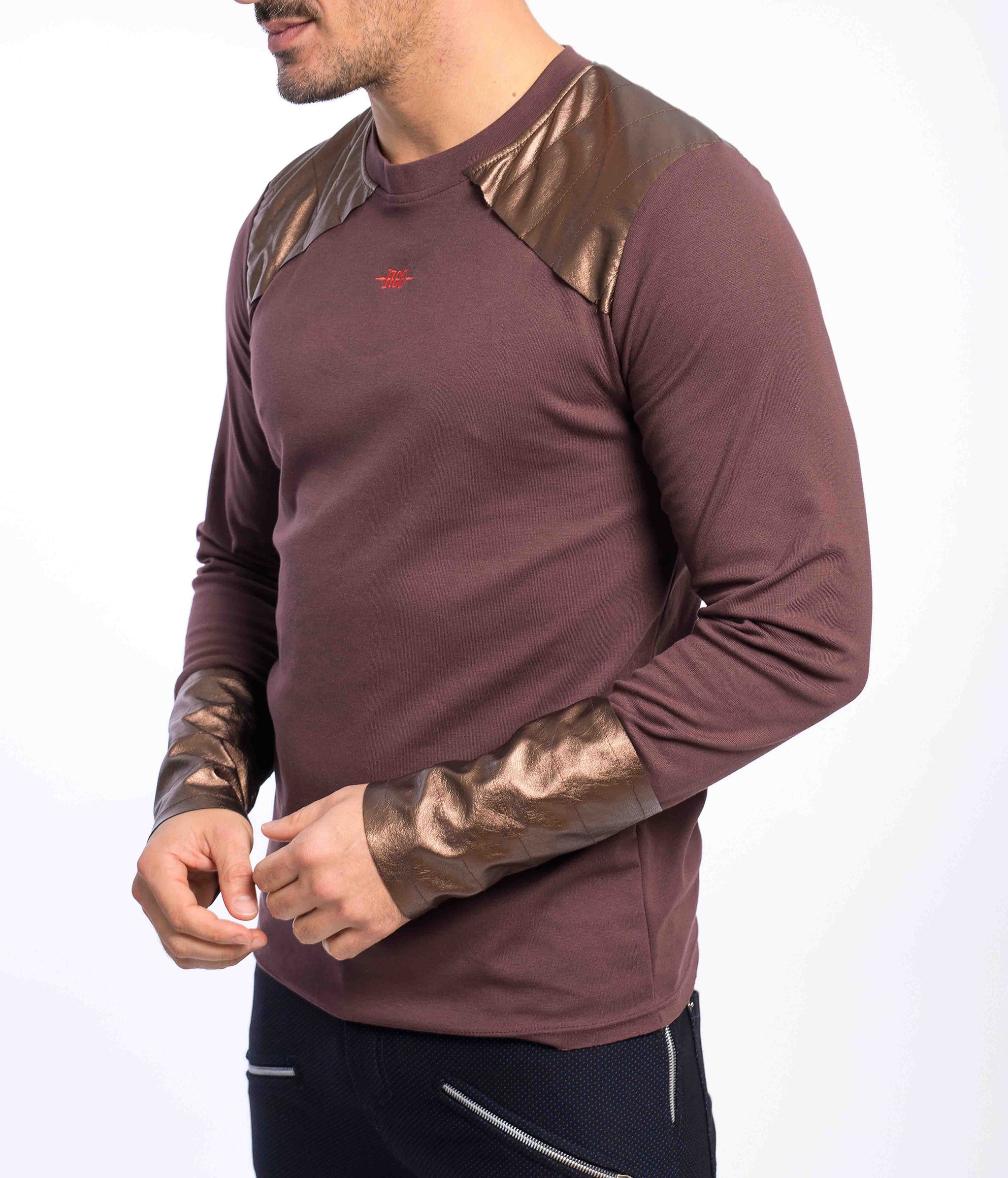 Barna-bronz műbőrös póló
