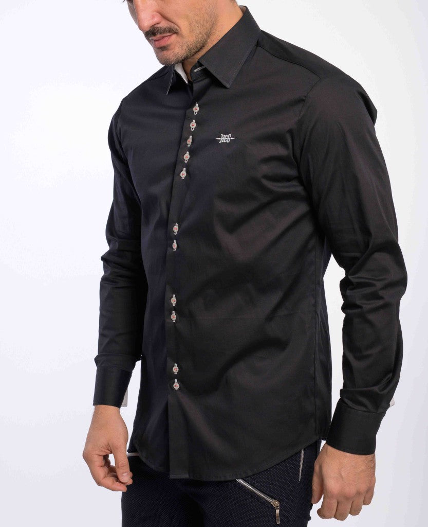 Fekete férfi ing szürkével