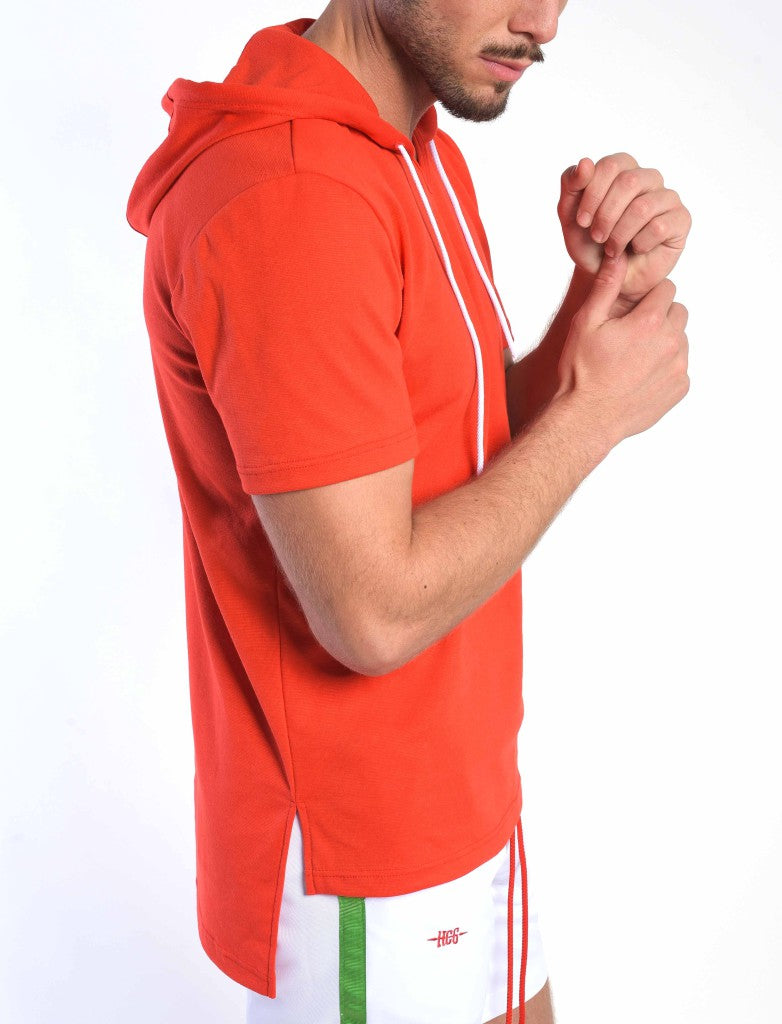 Piros trikolór kapucnis póló