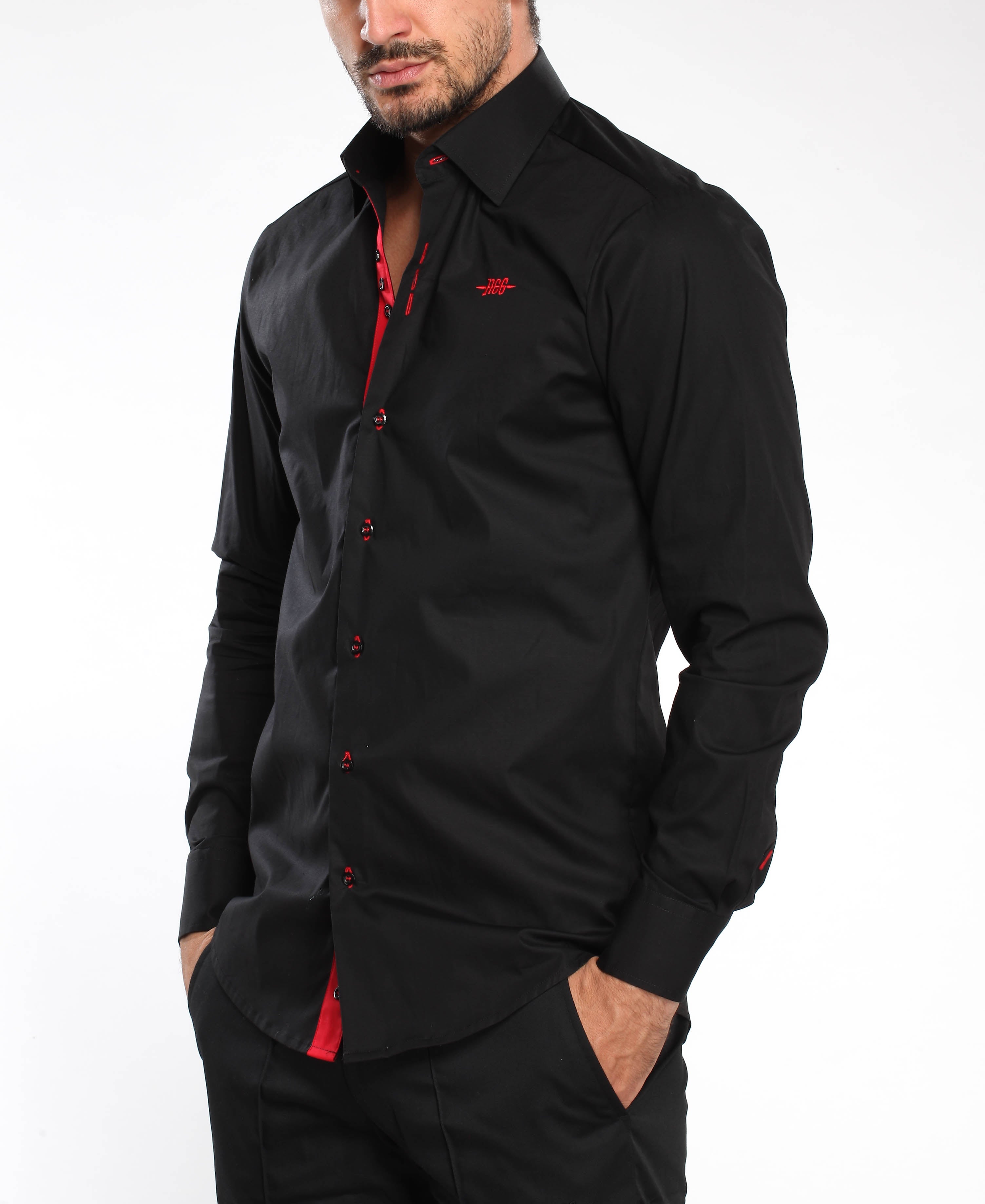 Fekete férfi ing pirossal