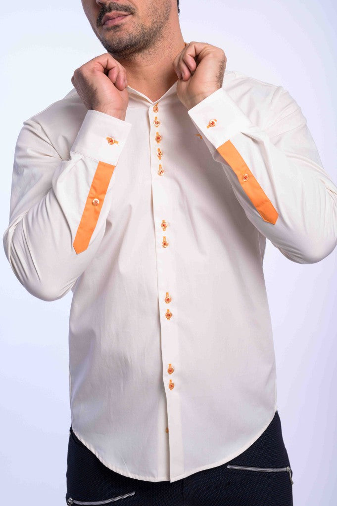 Vajszínű férfi ing naranccsal