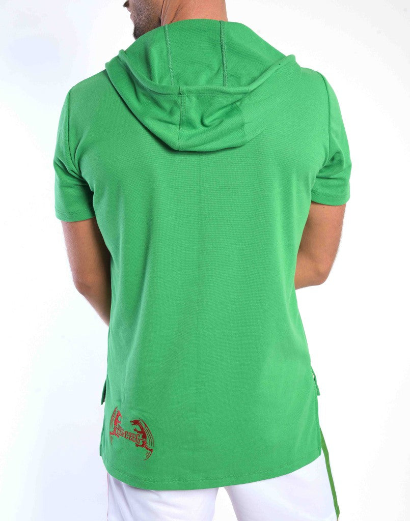 Zöld trikolór kapucnis póló