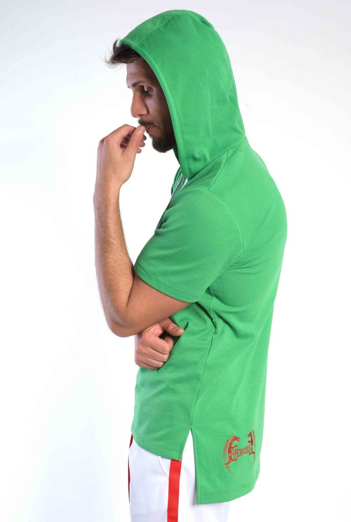 Zöld trikolór kapucnis póló